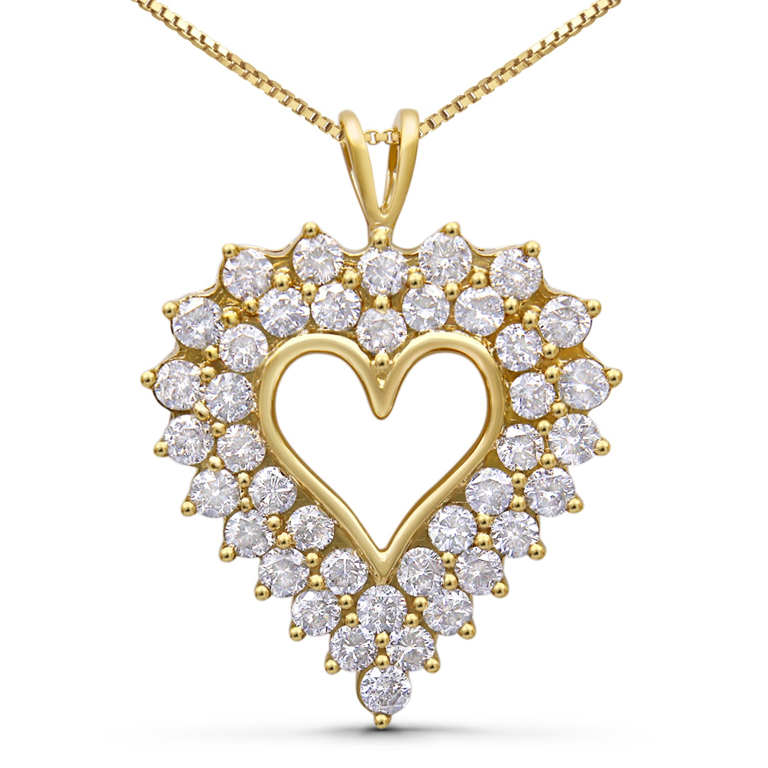 14K Yellow Gold Plated .925 Sterling Silver 4.0 Cttw Diamond Shadow Frame Heart 18" Pendant Necklace (J-K Color, I1-I2 Clarity) by Bids.com