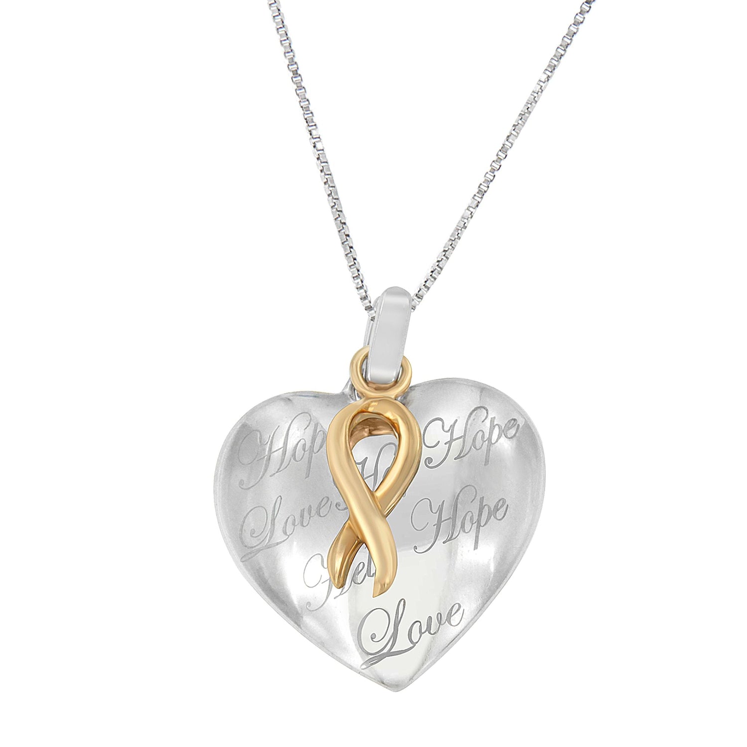 10K Yellow Gold Over Silver Heart Pendant Necklace by Bids.com