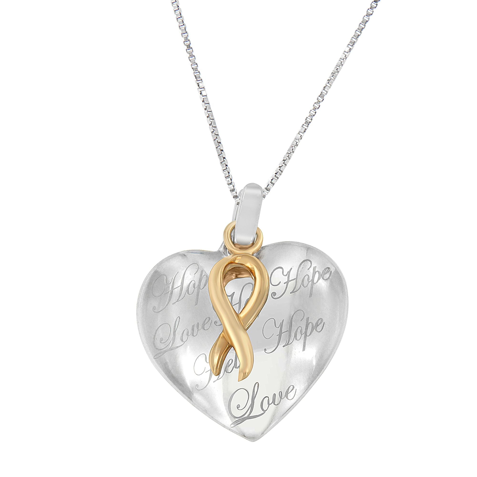 10K Yellow Gold Over Silver Heart Pendant Necklace by Bids.com