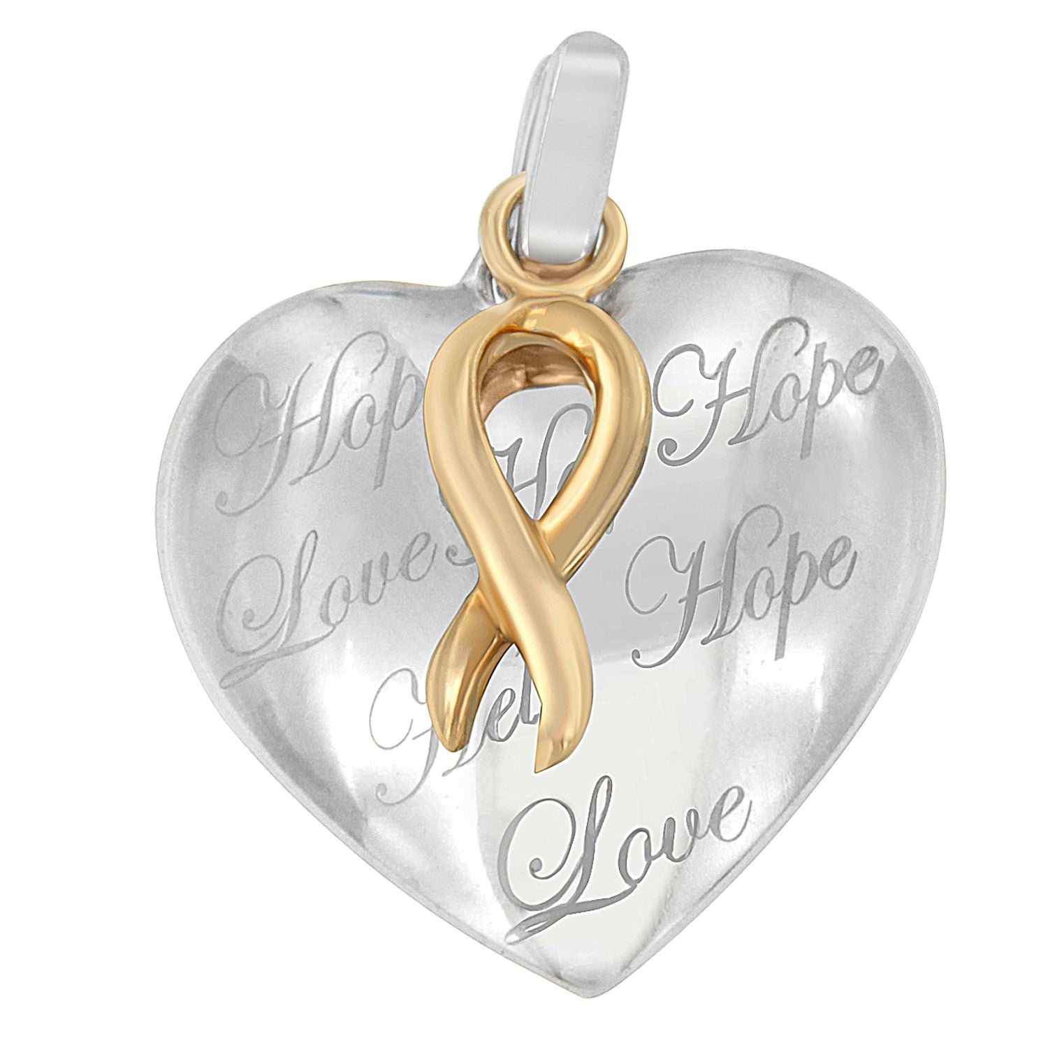 10K Yellow Gold Over Silver Heart Pendant Necklace by Bids.com