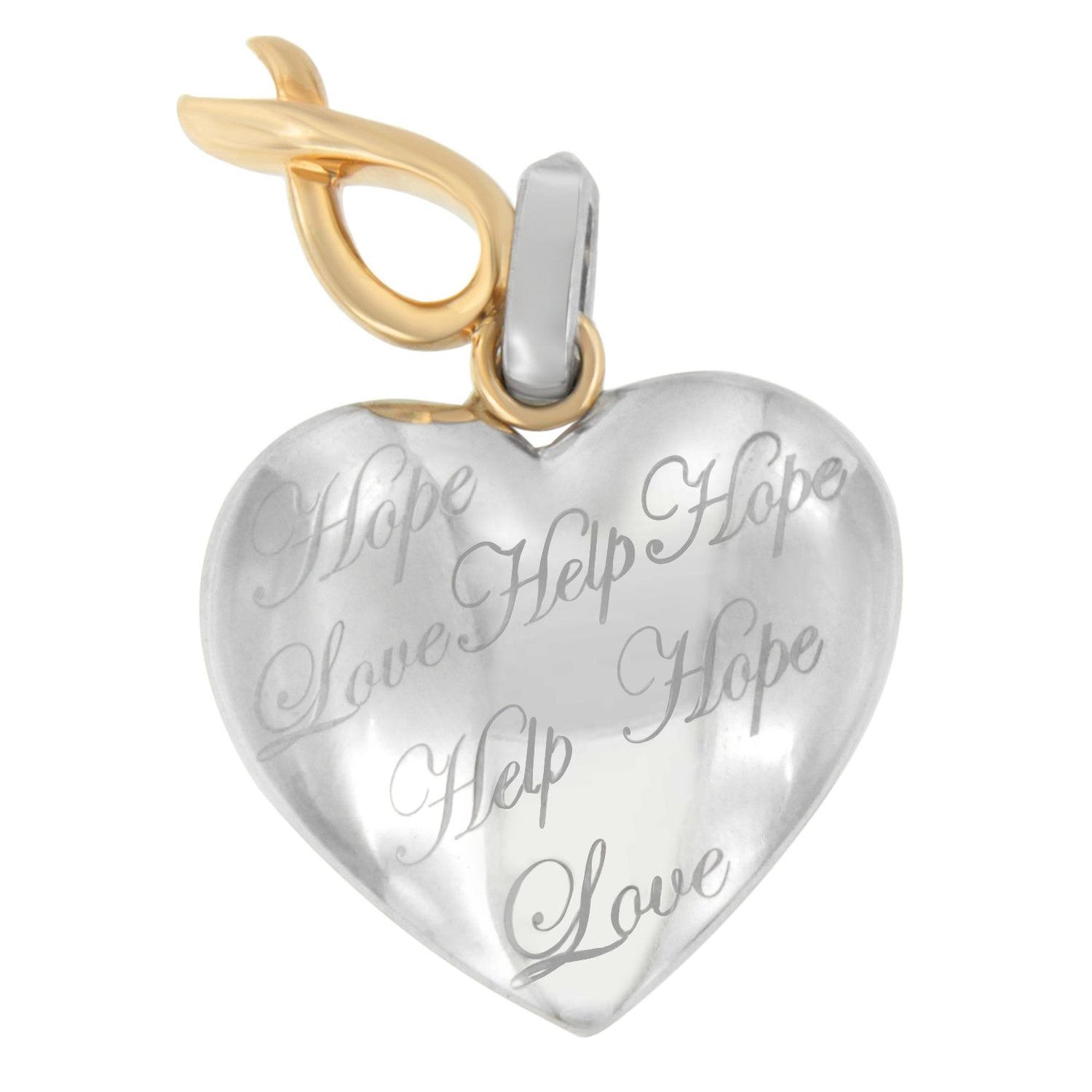 10K Yellow Gold Over Silver Heart Pendant Necklace by Bids.com