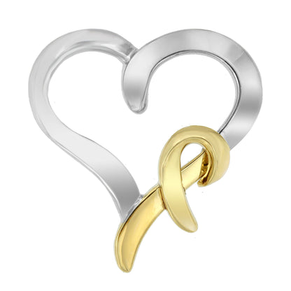 .925 Sterling Silver and 14K Yellow Gold Two-Tone Heart Shaped Pendant Necklace by Bids.com