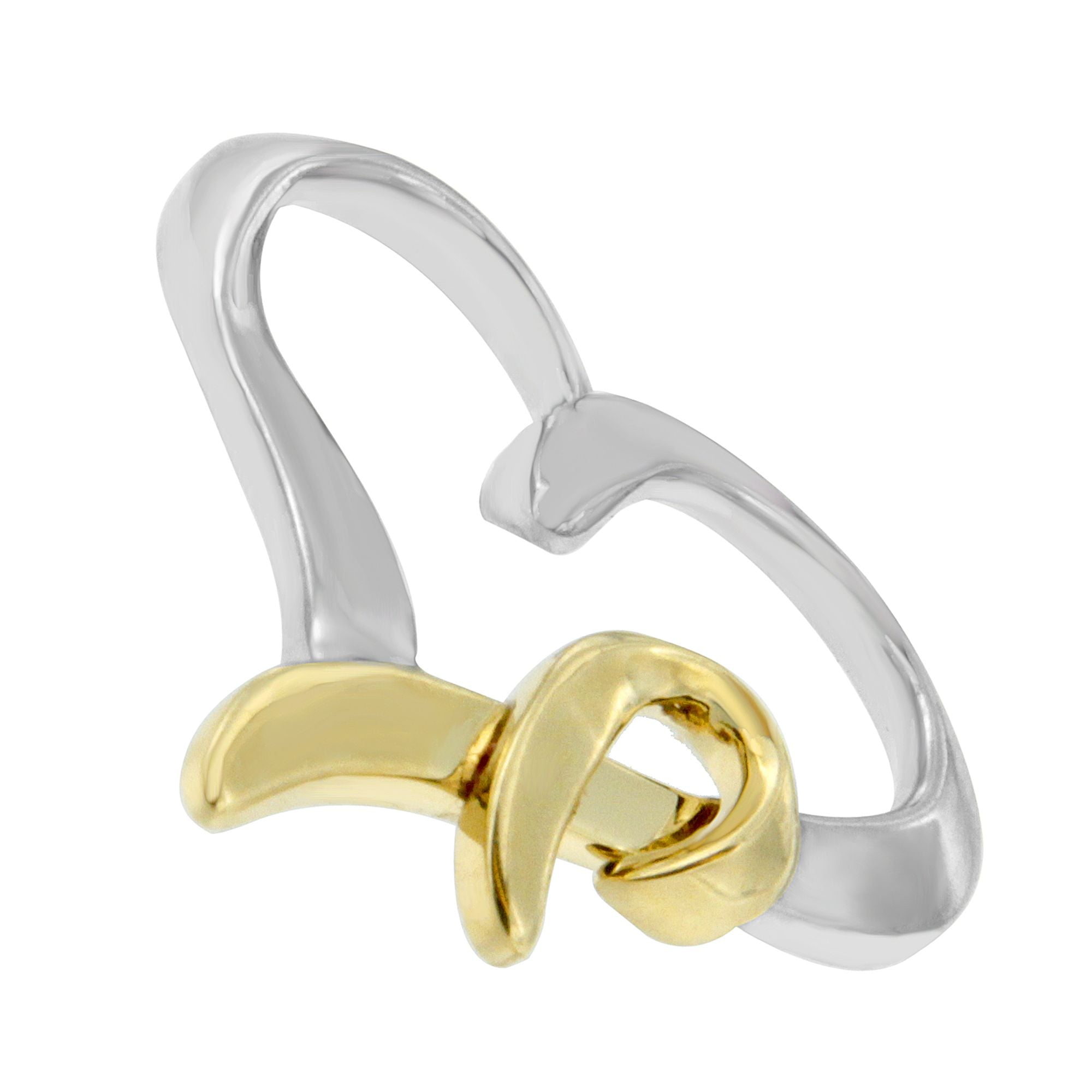 .925 Sterling Silver and 14K Yellow Gold Two-Tone Heart Shaped Pendant Necklace by Bids.com
