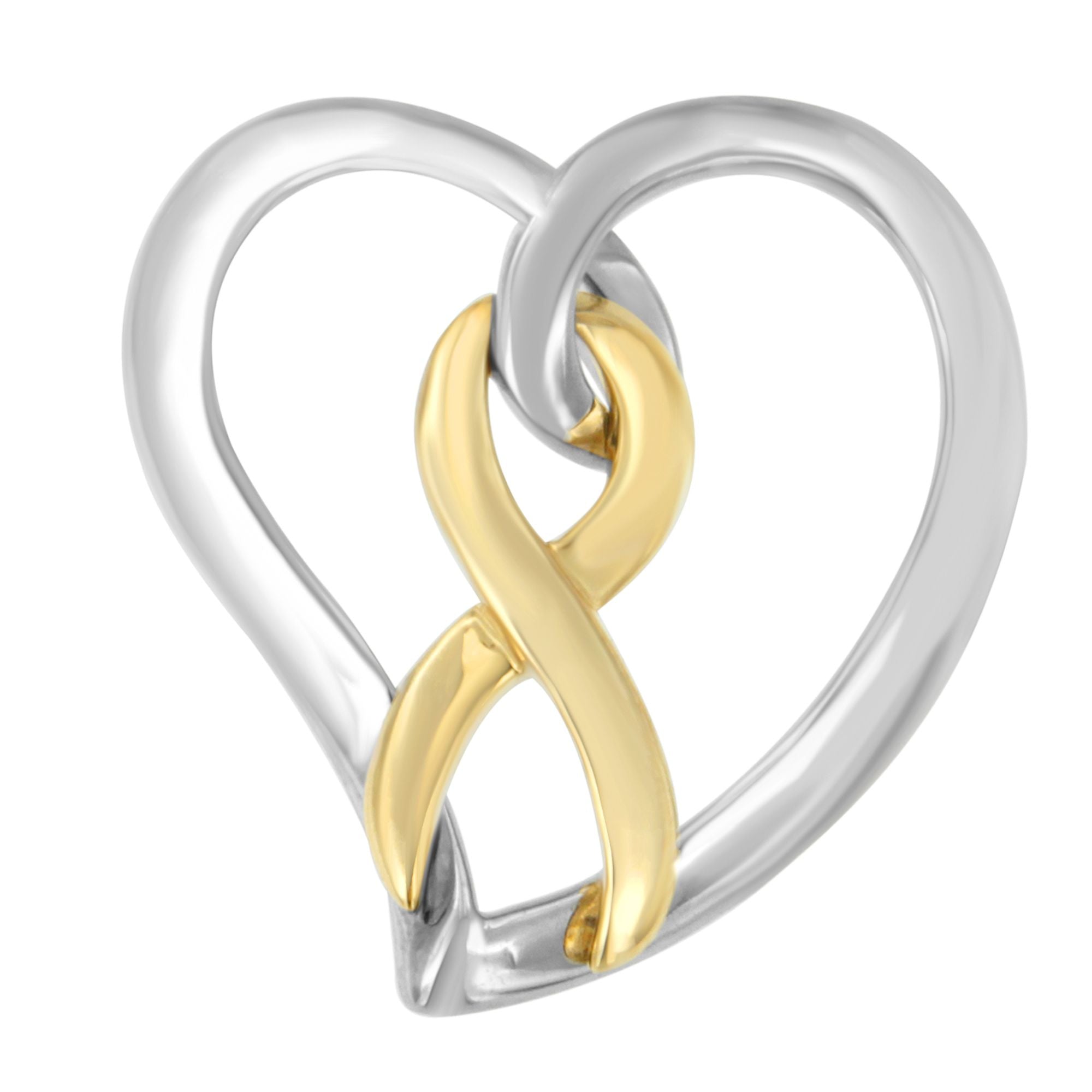 14K Gold and Silver Heart Bow Pendant Necklace  DestGlow