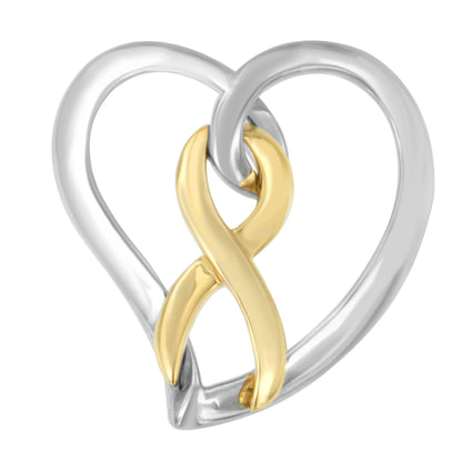 14K Gold and Silver Heart Bow Pendant Necklace  DestGlow