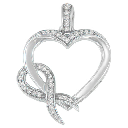 .925 Sterling Silver 1/6 cttw Diamond Heart Pendant Necklace (H-I, I1-I2) by Bids.com