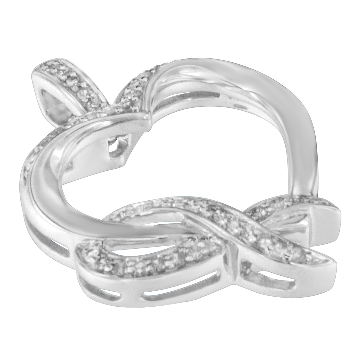 .925 Sterling Silver 1/6 cttw Diamond Heart Pendant Necklace (H-I, I1-I2) by Bids.com