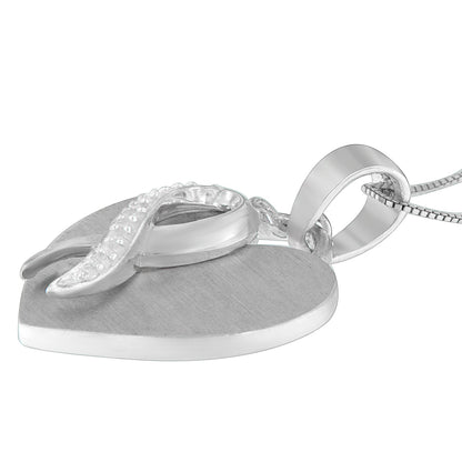 .925 Sterling Silver 1/10 cttw Diamond Heart Pendant Necklace (H-I, I1-I2) by Bids.com