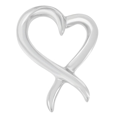.925 Sterling Silver Open Heart-Shaped Awareness Ribbon Pendant Necklace by Bids.com
