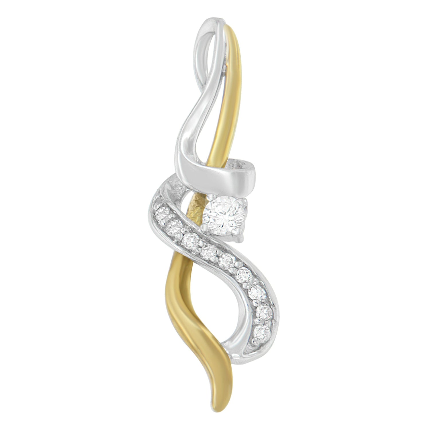 Espira 10K Two-tone Gold 1/5 cttw Diamond Intertwined Swirl Pendant Necklace (J-K, I1-I2) by Bids.com