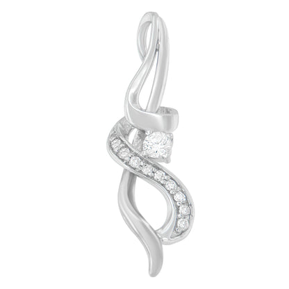 Espira 10K White Gold 1/5 cttw Round Cut Diamond Swirl Pendant Necklace (J-K, I1-I2) by Bids.com