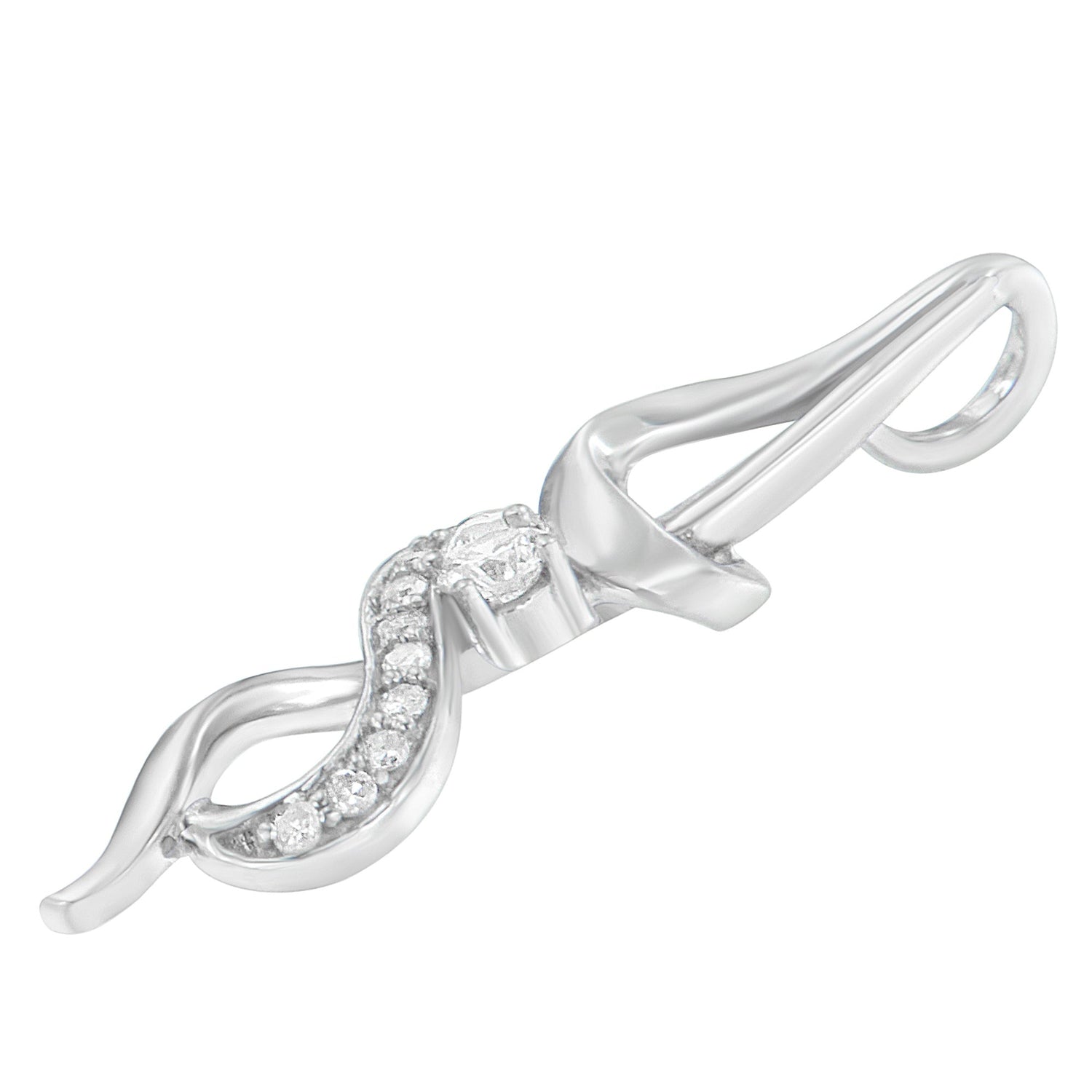 Espira 10K White Gold 1/5 cttw Round Cut Diamond Swirl Pendant Necklace (J-K, I1-I2) by Bids.com