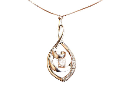 10K White Gold 1/4 Cttw Brilliant-Cut Round Diamond Spiral Link 18" Pendant Necklace (I-J Color, I2-I3 Clarity) by Bids.com