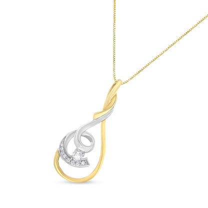 Espira 10K Two-Tone Yellow &amp; White 1/6 Cttw Brilliant-Cut Diamond Layered Spiral 18" Pendant Necklace (H-I Color, I2-I3 Clarity) by Bids.com