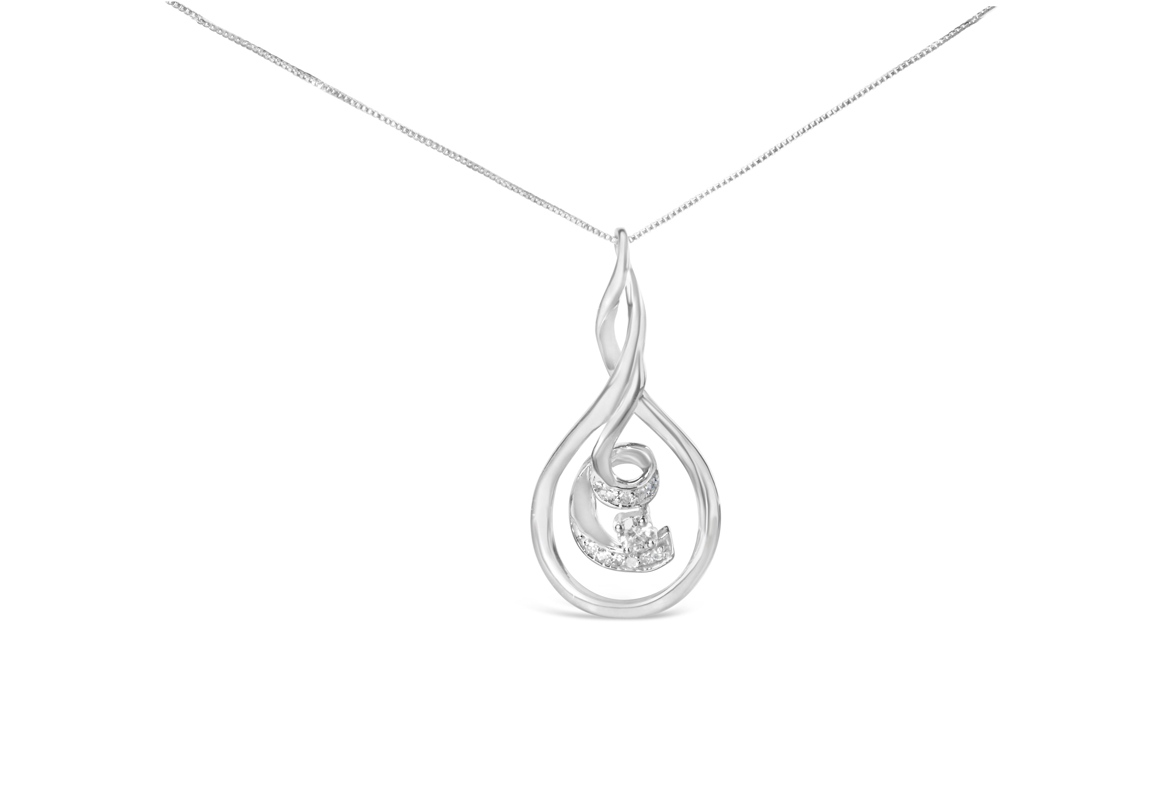 Espira 10K White Gold 1/8 cttw Round Cut Diamond Layered Spiral Pendant Necklace (I-J, I1-I2) by Bids.com