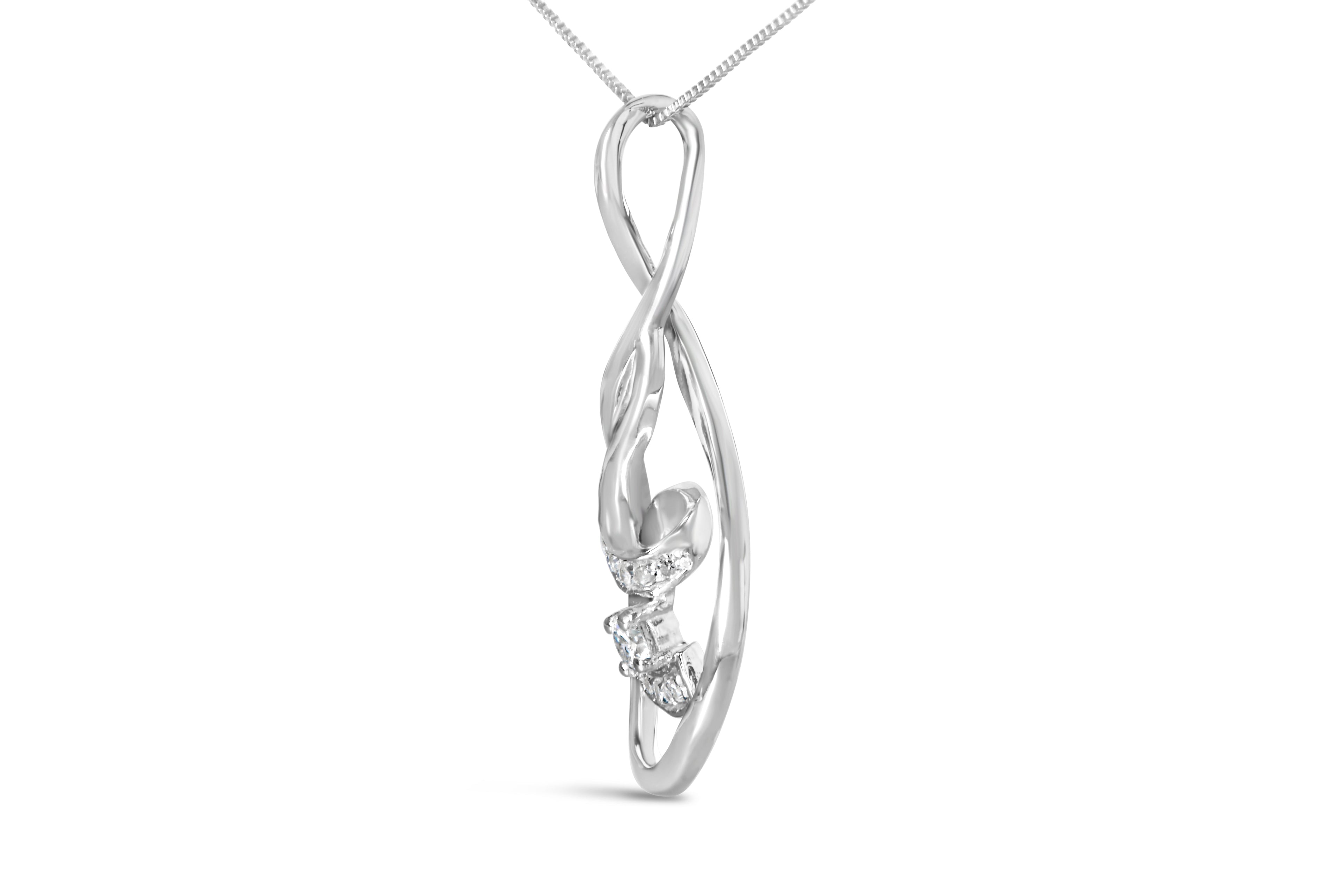 Espira 10K White Gold 1/8 cttw Round Cut Diamond Layered Spiral Pendant Necklace (I-J, I1-I2) by Bids.com