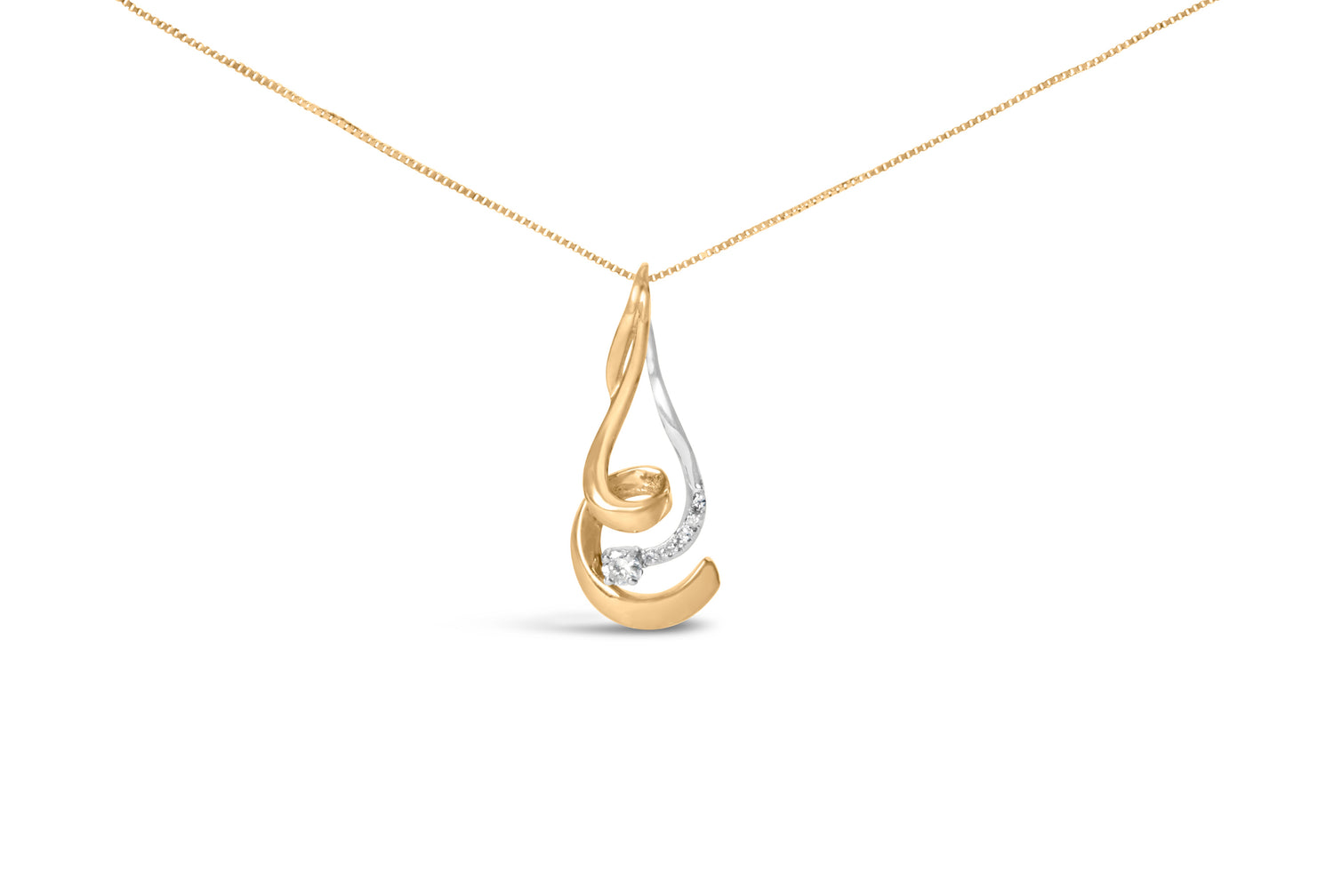Espira 10K Two-Tone Gold 1/10 cttw Round Cut Diamond Swirl Pendant Necklace (I-J, I2-I3) by Bids.com