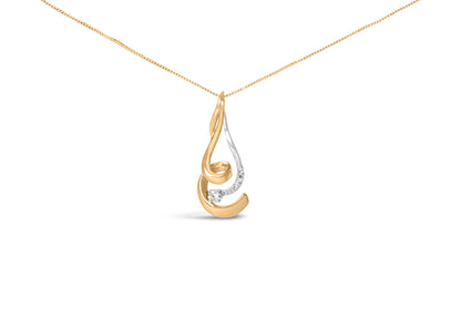 Espira 10K Two-Tone Gold 1/10 cttw Round Cut Diamond Swirl Pendant Necklace (I-J, I2-I3) by Bids.com
