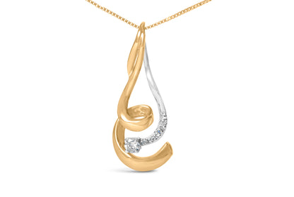 Espira 10K Two-Tone Gold 1/10 cttw Round Cut Diamond Swirl Pendant Necklace (I-J, I2-I3) by Bids.com