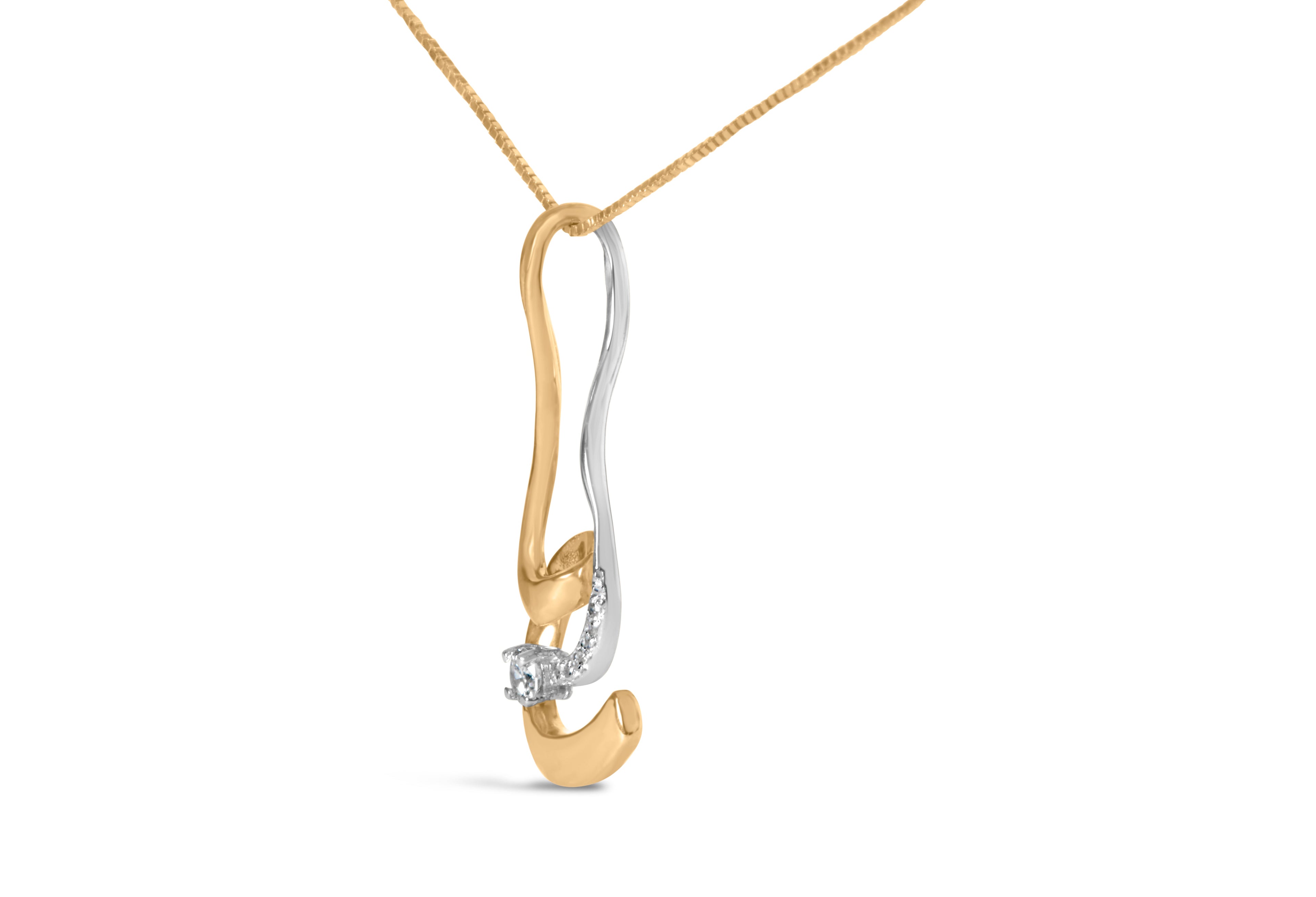 Espira 10K Two-Tone Gold 1/10 cttw Round Cut Diamond Swirl Pendant Necklace (I-J, I2-I3) by Bids.com