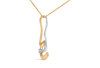 Espira 10K Two-Tone Gold 1/10 cttw Round Cut Diamond Swirl Pendant Necklace (I-J, I2-I3) by Bids.com