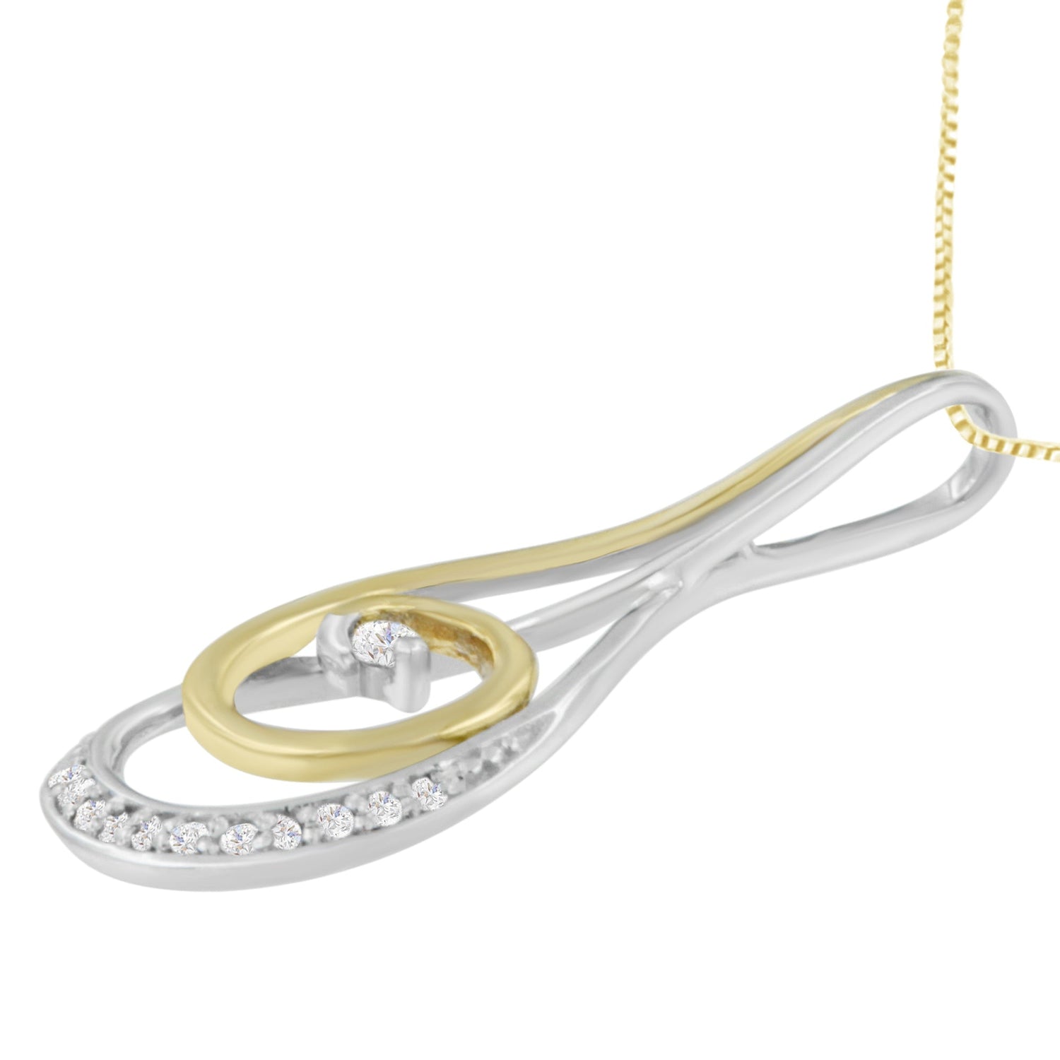 Espira 10K Two-Tone Gold Round Cut Diamond Sparkling Spiral Pendant Necklace (1/6 cttw, J-K Color, I2-I3 Clarity) by Bids.com