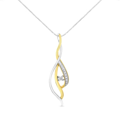 10K Yellow and White Gold Round Cut Diamond Accent Cascade 18" Pendant Necklace (J-K Color, I2-I3 Clarity) by Bids.com