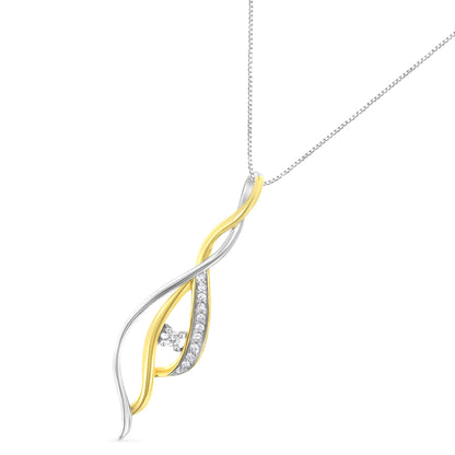 10K Yellow and White Gold Round Cut Diamond Accent Cascade 18" Pendant Necklace (J-K Color, I2-I3 Clarity) by Bids.com
