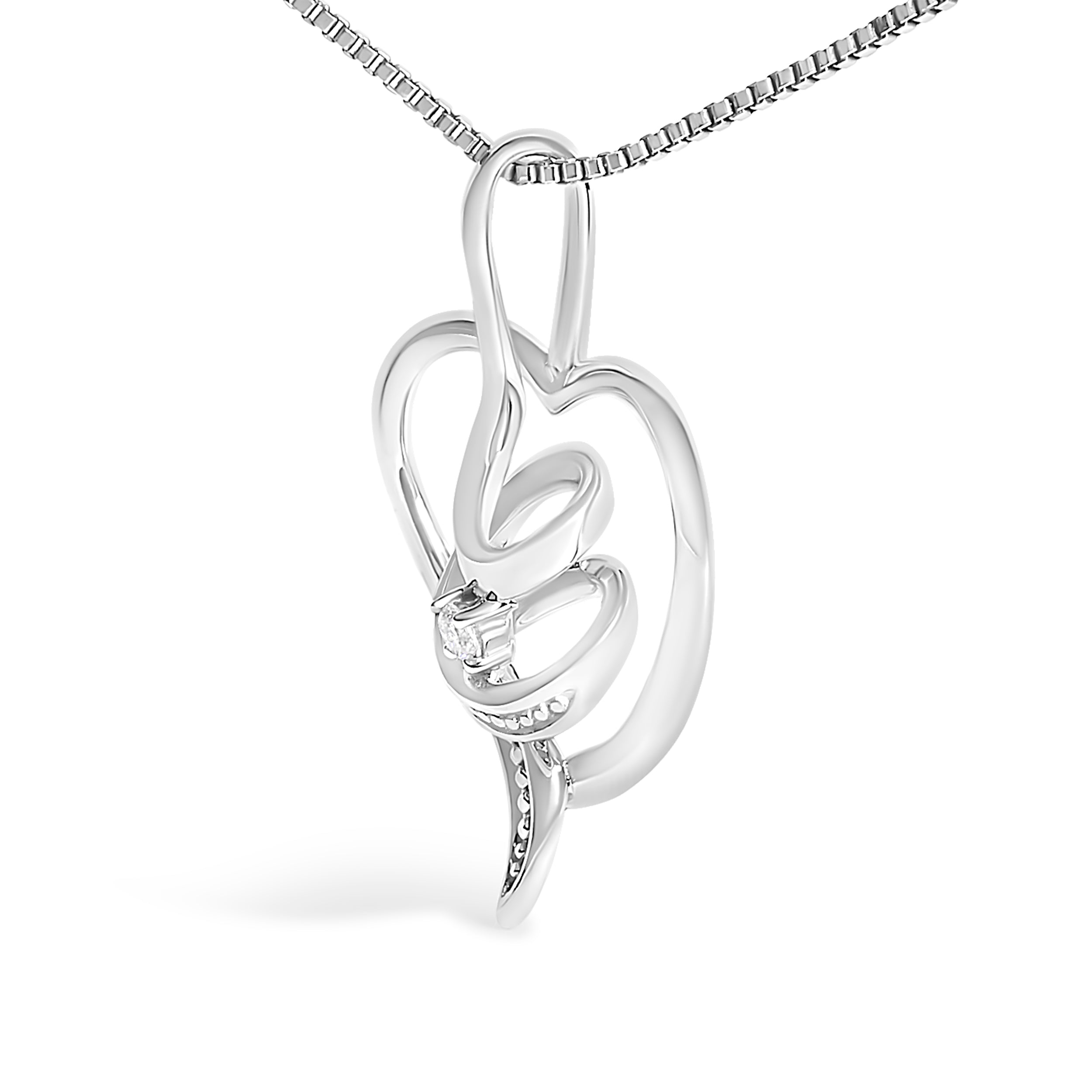 Espira 10K White Gold .03 Cttw Diamond-Accented Round-Cut Diamond Swirl Open Heart 18" Pendant Necklace (I-J Color, I2-I3 Clarity) by Bids.com