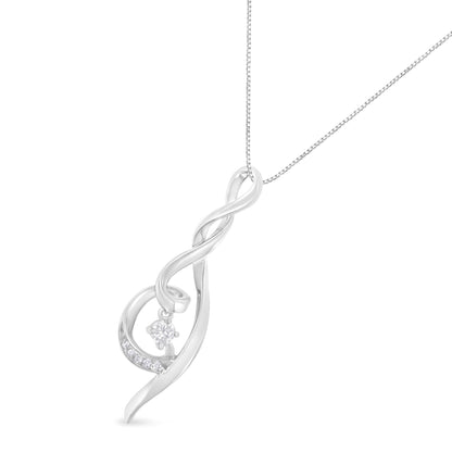 Espira 10K White Gold 1/10 cttw Diamond Swirl Pendant Necklace (I-J, I1-I2) by Bids.com