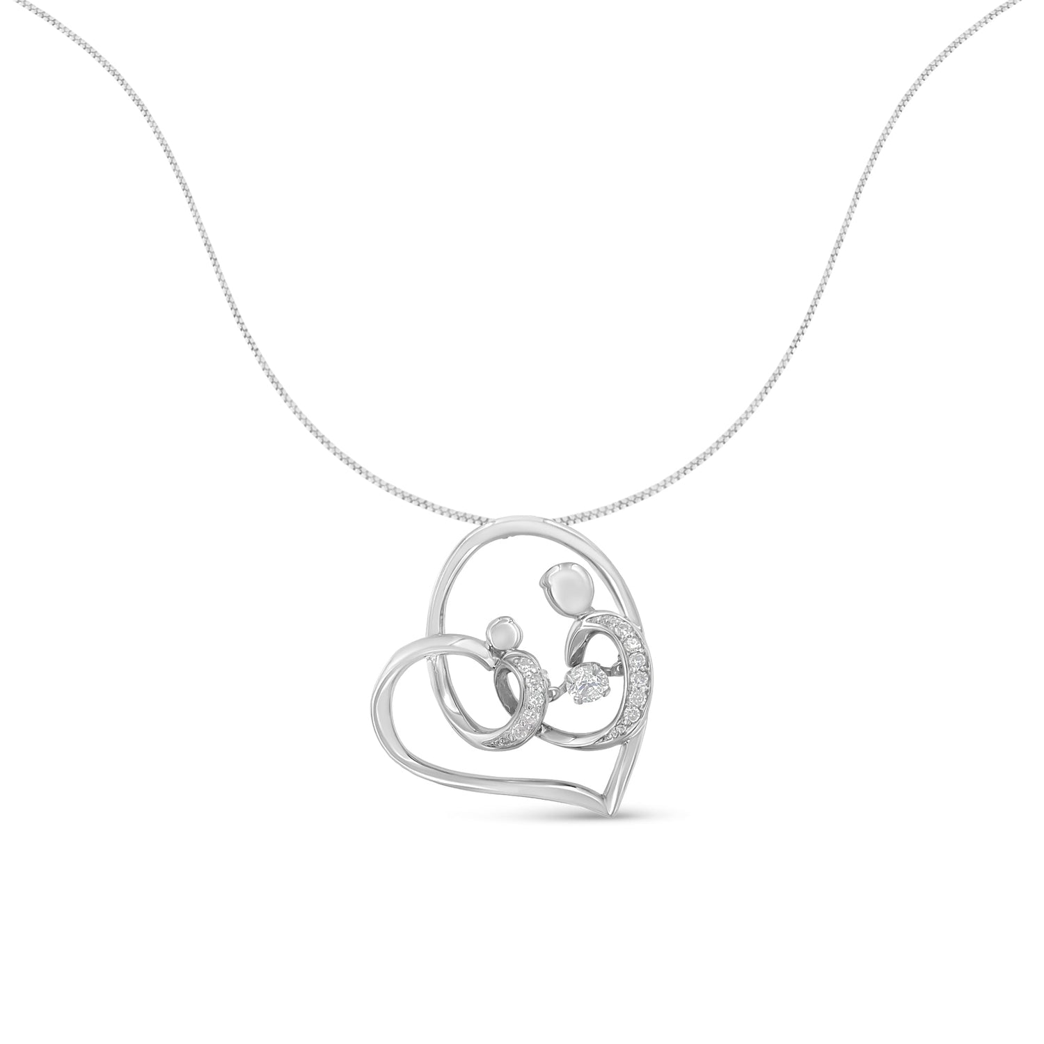 .925 Sterling Silver 1/6 cttw Diamond Heart Pendant Necklace (H-I, I1-I2) by Bids.com