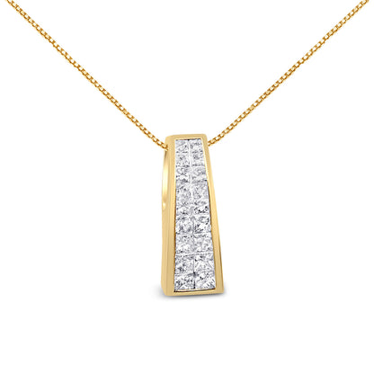 14K Yellow Gold 1 1/2 cttw Princess Cut Diamond Greek Column Pendant Necklace (G-H, VS1-VS2) by Bids.com