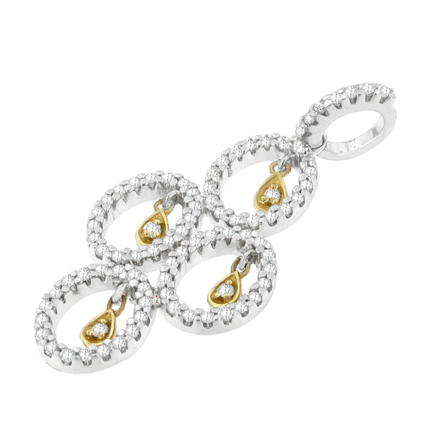 14K Two- Toned Gold 2/5 cttw Round Diamond Pendant Necklace (H-I, I1-I2) by Bids.com