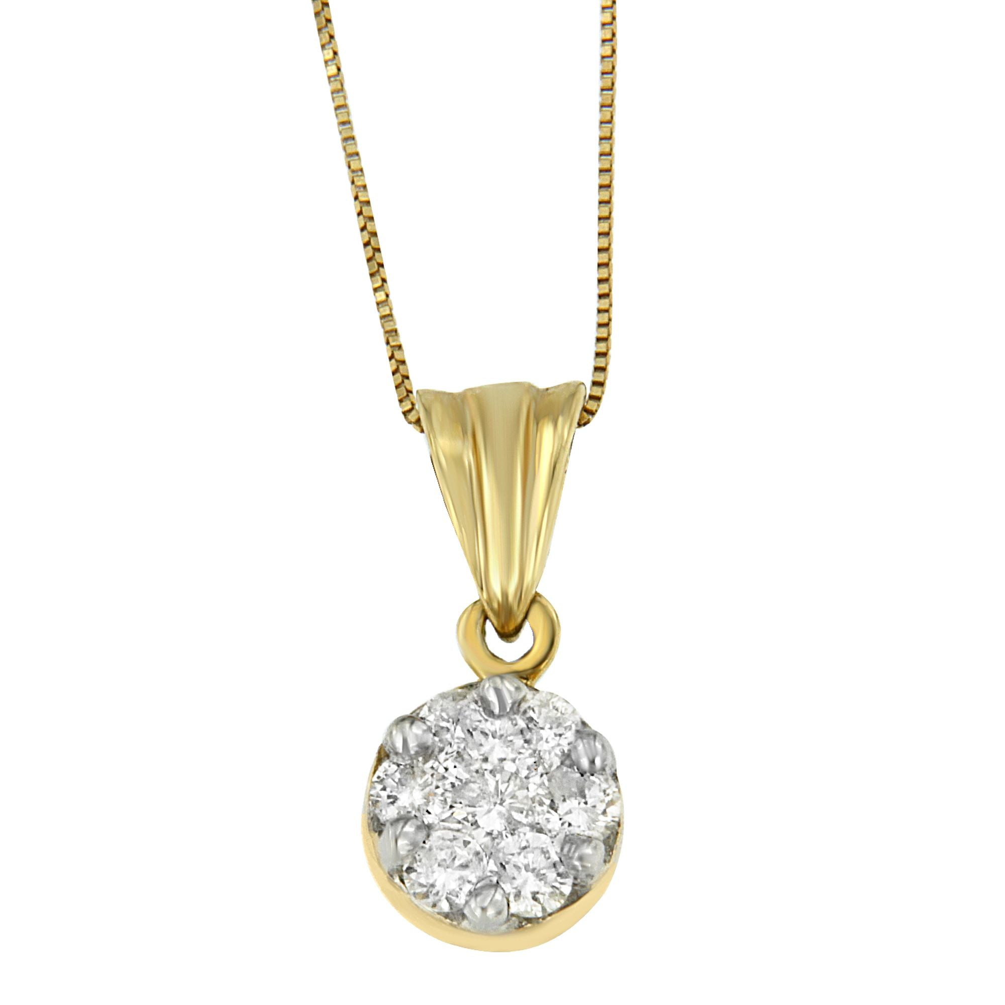 14K Yellow Gold 1/2 cttw Round Cut Diamond Circle Pendant Necklace (H-I, I1-I2) by Bids.com