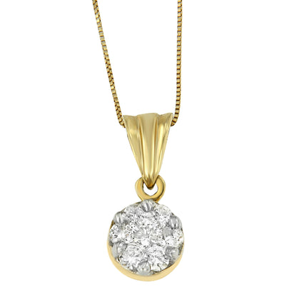 14K Yellow Gold 1/2 cttw Round Cut Diamond Circle Pendant Necklace (H-I, I1-I2) by Bids.com