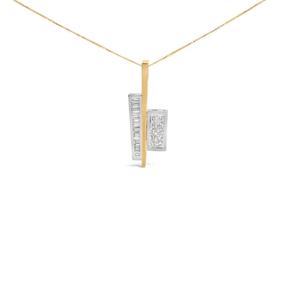 18K Yellow and White Gold 1 7/8 Cttw Princess Baguette Diamond Key Shaped 18" Pendant Necklace (H-I Color, SI1-SI2 Clarity) by Bids.com