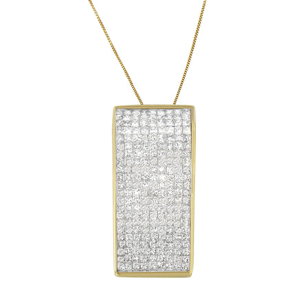 14K Yellow Gold Princess Cut Diamond Block Pendant Necklace (2 5/8 cttw, H-I Color, SI2-I1 Clarity) by Bids.com