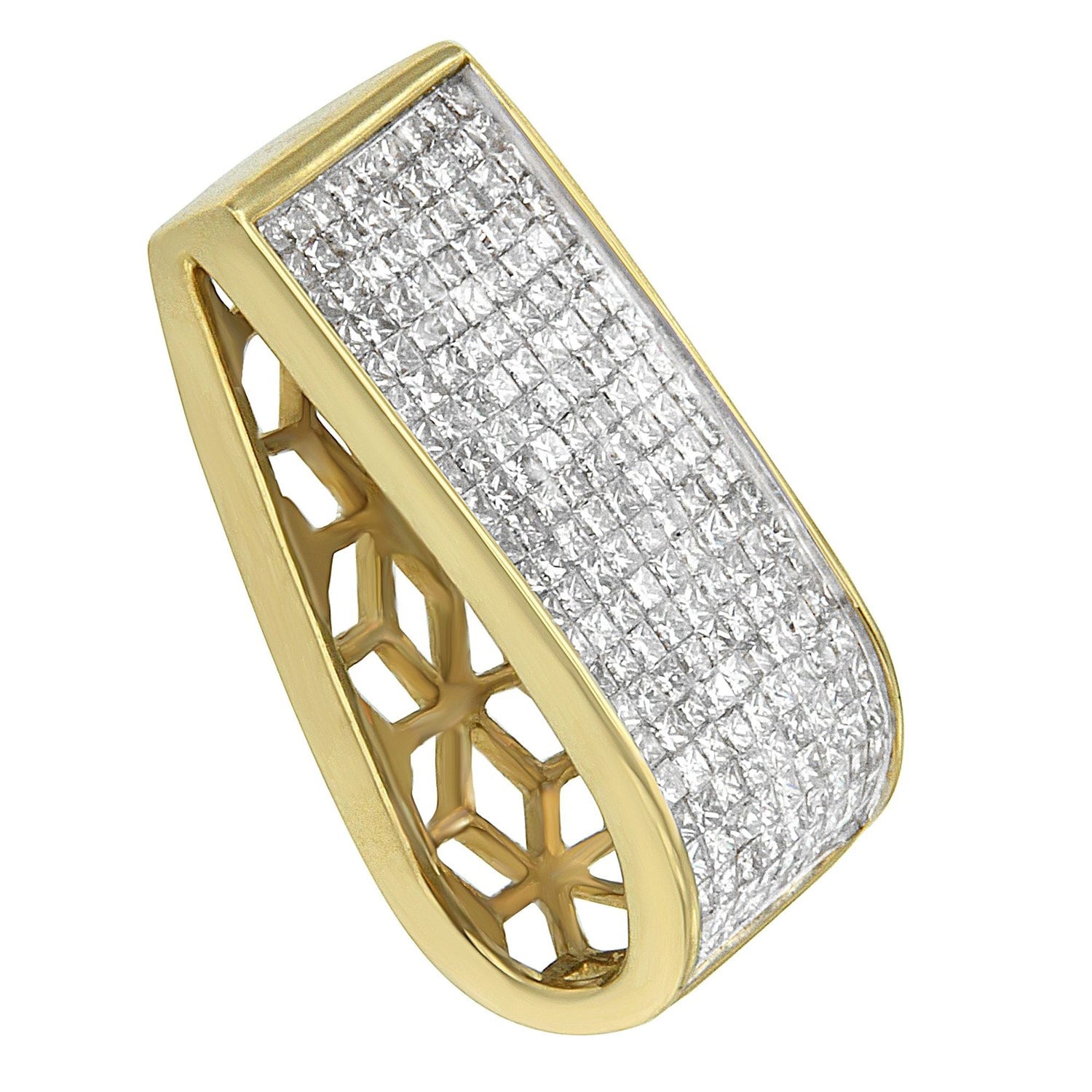 14K Yellow Gold Princess Cut Diamond Block Pendant Necklace (2 5/8 cttw, H-I Color, SI2-I1 Clarity) by Bids.com
