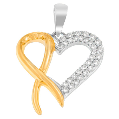 .925 Sterling Silver Two Toned 1/4 cttw Round Cut Diamond Pendant Necklace (H-I, I2-I3) by Bids.com