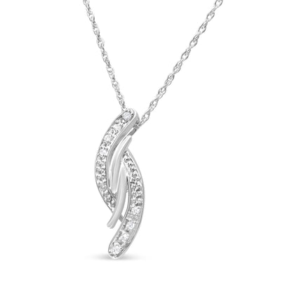 .925 Sterling Silver Diamond Accent Bypass Curve 18" Pendant Necklace (I-J Color, I3 Clarity) by Bids.com