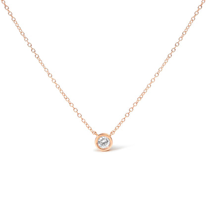 10K White Gold 1/10 Carat Round Brilliant-Cut Diamond Modern Bezel-Set Solitaire 16"-18" Pendant Necklace (H-I Color, SI2-I1 Clarity) by Bids.com