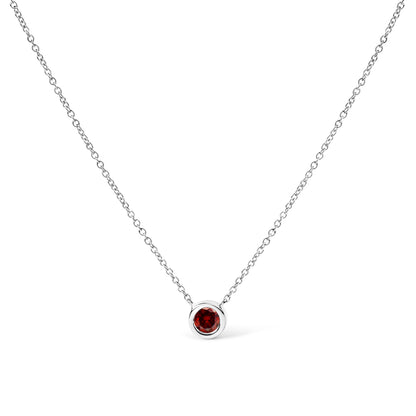 14K White Gold 1/2 Cttw Red Lab Grown Diamond Bezel-Set Solitaire 18" Pendant Necklace (Red Color, VS1-VS2 Clarity) by Bids.com