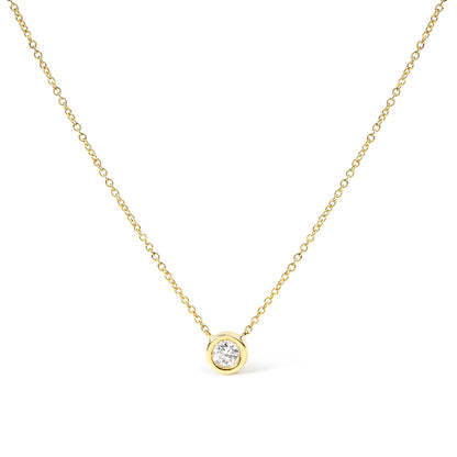 10K Yellow Gold 1/2 Carat Round Brilliant-Cut Diamond Modern Bezel-Set Solitaire 16"-18" Pendant Necklace (H-I Color, SI2-I1 Clarity) by Bids.com