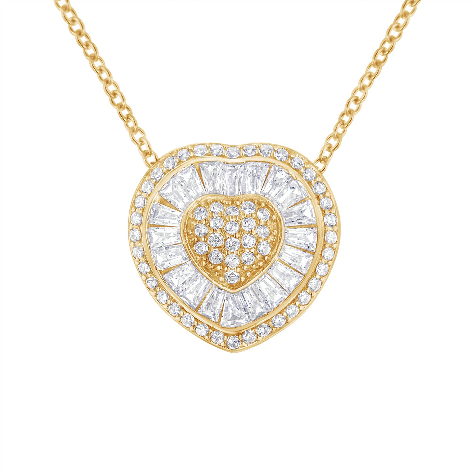 10KT Yellow Gold Diamond Heart Pendant Necklace (1/2 cttw, H-I Color, I1-I2 Clarity) by Bids.com