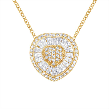 10KT Yellow Gold Diamond Heart Pendant Necklace (1/2 cttw, H-I Color, I1-I2 Clarity) by Bids.com