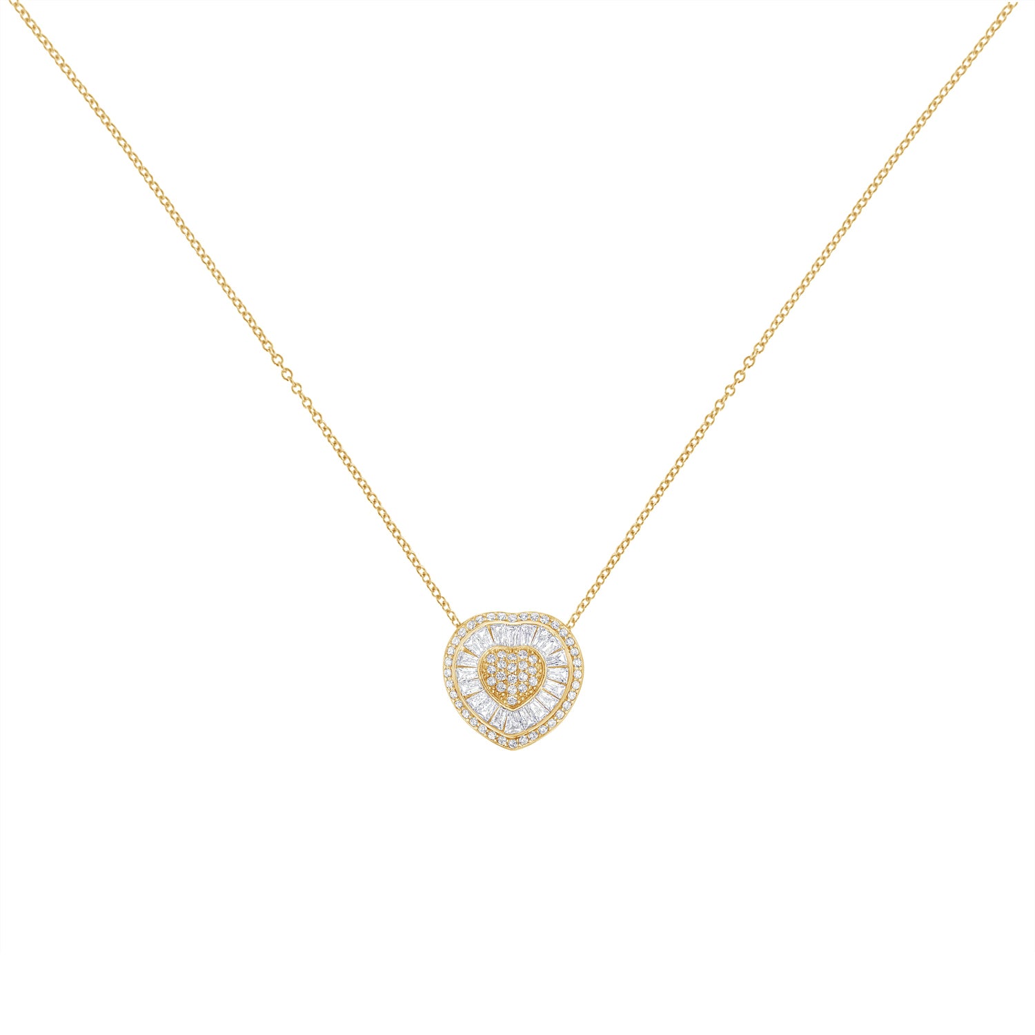 10KT Yellow Gold Diamond Heart Pendant Necklace (1/2 cttw, H-I Color, I1-I2 Clarity) by Bids.com