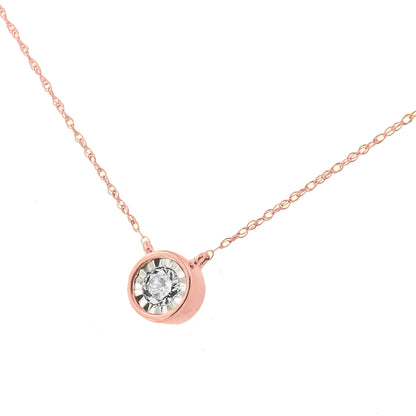 10K Yellow Gold 1/4 Cttw Round Brilliant-Cut Diamond Modern Bezel-Set Solitaire Pendant Necklace (J-K Color, I2-I3 Clarity) - 16" with 2" Extender by Bids.com