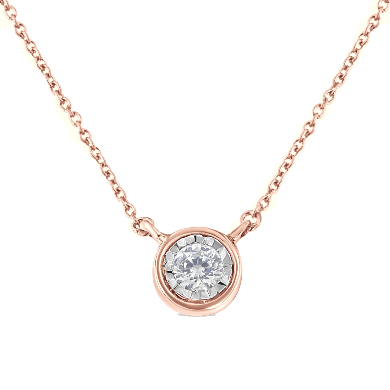 10K Yellow Gold 1/4 Cttw Round Brilliant-Cut Diamond Modern Bezel-Set Solitaire Pendant Necklace (J-K Color, I2-I3 Clarity) - 16" with 2" Extender by Bids.com