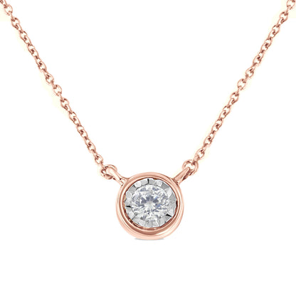 10K Yellow Gold 1/4 Cttw Round Brilliant-Cut Diamond Modern Bezel-Set Solitaire Pendant Necklace (J-K Color, I2-I3 Clarity) - 16" with 2" Extender by Bids.com