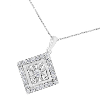 10KT White Gold 1/2 cttw Diamond Square Pendant Necklace (I-J Color, I2-I3 Clarity) by Bids.com